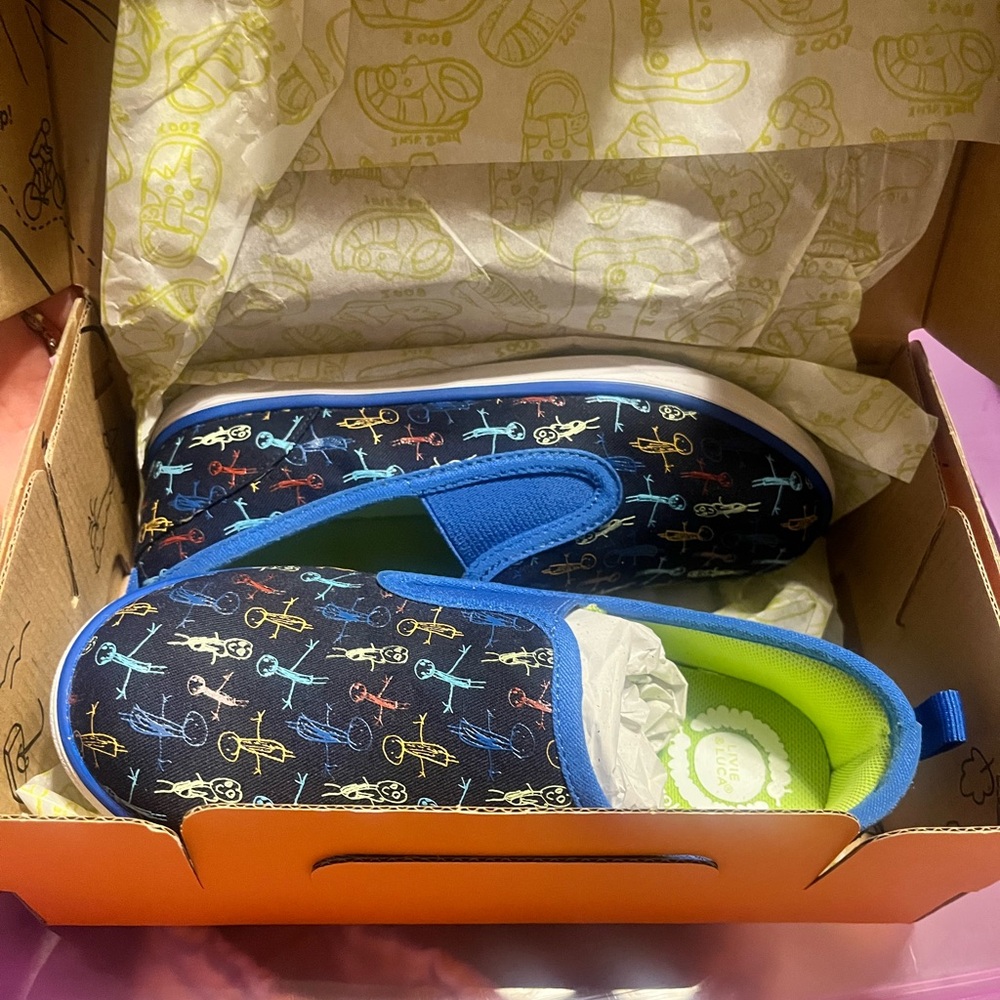 Livie & Luca Blue People Pattern Sneakers